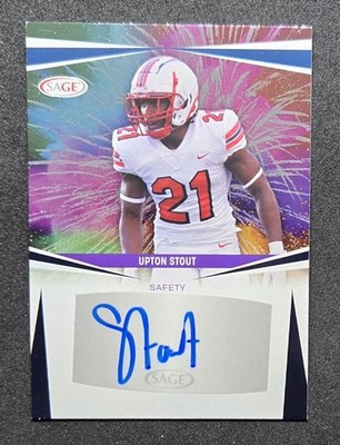 Upton Stout 2025 Sage Hit High Series Rookie Auto Blue #A-US 49ERS RC