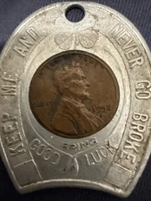 1956 Wheat Penny Encased Cent Penny Token Lucky Welfare Finance RARE