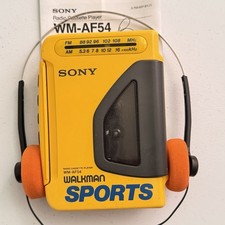 Sony Walkman WM-AF54 Sports Yellow Cassette Player -New Belts- Reconditioned