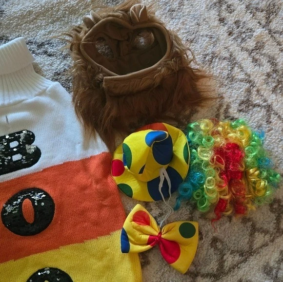 Disfraces para perros mascotas 8 piezas Suéter Payaso Mariposa Melena de León Halloween Arco de Vacaciones Foto 4 de 4