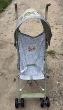 Poussette parapluie vintage Disney Winnie l'ourson tigre bleu à carreaux année 2000 rétro