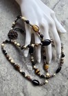 Necklace  CHAPS Tiger Eye Bead Black Brown  Cream Silver  — photo 4