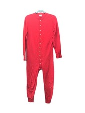 Duofold Red Long Johns Button up Suit One Piece Cotton/Wool Pajamas Size S