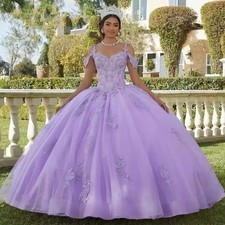 Lavender Straps Quinceanera Dresses Lace Applique Beading 16 Birthday Party Gown