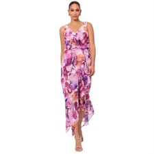 X by XSCAPE Floral Blouson Midi Dress V-Neck Sleeveless Multicolor Size 10 NWOT