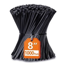 Zip Ties 8 inch with 40 lb Tensile Strength, Black Cable ties, 1000 Pack,