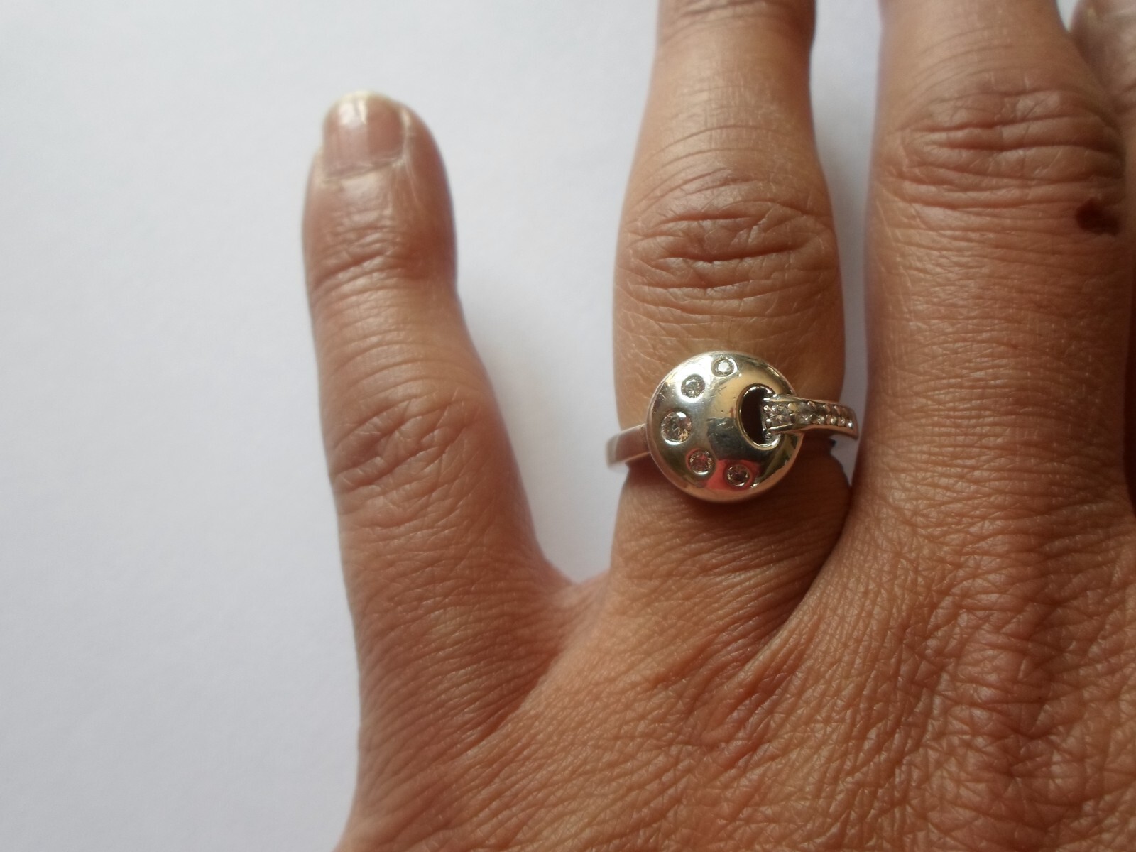 solid silver ring, zirconium, openwork circle, si… - image 3