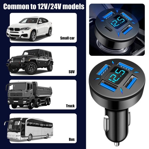 66W Car Quick Charge Cigarette Lighter 4-Port USB A+USB --us W7Q4 - Zdjęcie 13 z 14