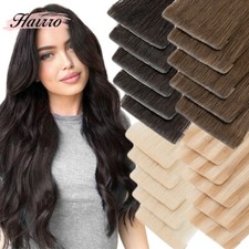 Double Drawn Invisible Tape In Skin Weft Remy Human Hair Extensions 18"20"22"24"