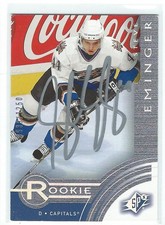 Steve Eminger Signed 2001/02 SPX Rookie Redemption Card #R30