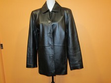 Chadwick's Women's Black Genuine Leather Jacket, Button, Size M