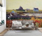 3D Flower House Field Sky Oil Painting Wallpaper Wall Murals Removable Wallpaper