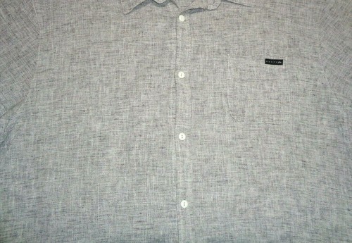 RUSTY MENS SIZE LARGE GREY BUTTON UP SHORT SLEEVE SHIRT - Picture 4 of 6