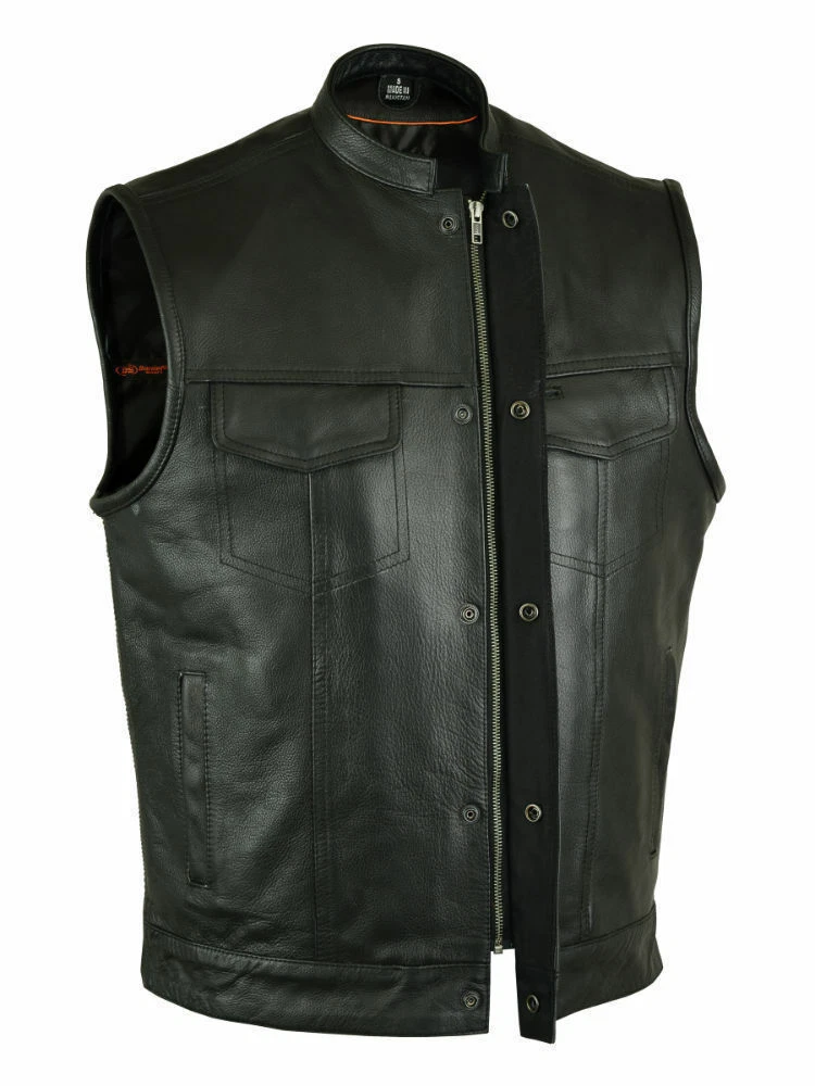 Men's SOA Black Genuine Premium Leather Anarchy Vest Motorcycle Biker
Opens in a new window or tab