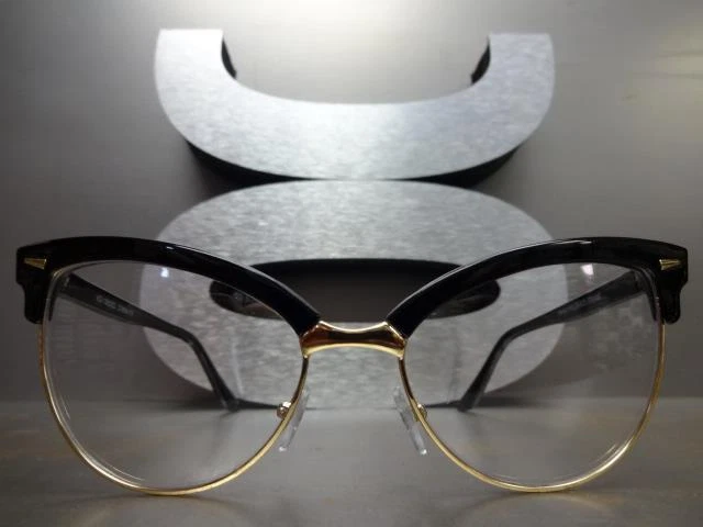 Para mujeres CLÁSICO VINTAGE RETRO OJO DE GATO Estilo Lente Transparente Gafas de Ojos Marco de Moda Foto 3 de 4