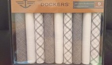 Dockers 100 Cotton 9 Handkerchiefs in faux leather case with Lidded Compartment