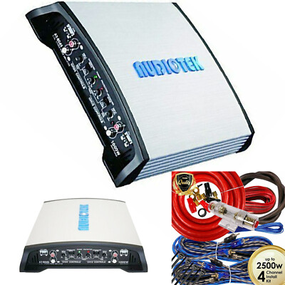 Audiotek AT804S 4 Channel Class Ab 2 Ohm Stable 1000W Amplifier + 4-CH Amp Kit