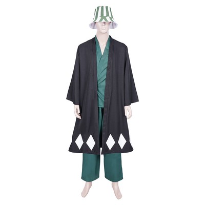 Bleach Urahara Kisuke Cosplay Costume Coat Pants Hat Outfits Halloween Suit