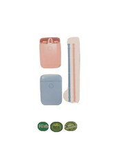 2 Pack Reusable Collapsible Silicone Straws  BPA Free, FDA Approved grey blue