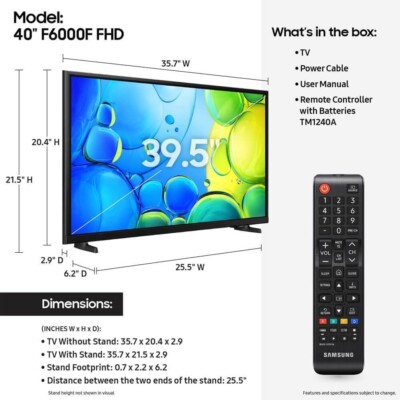 Samsung F6000F 40 inch LED FHD 1080p Smart TV | eBay
