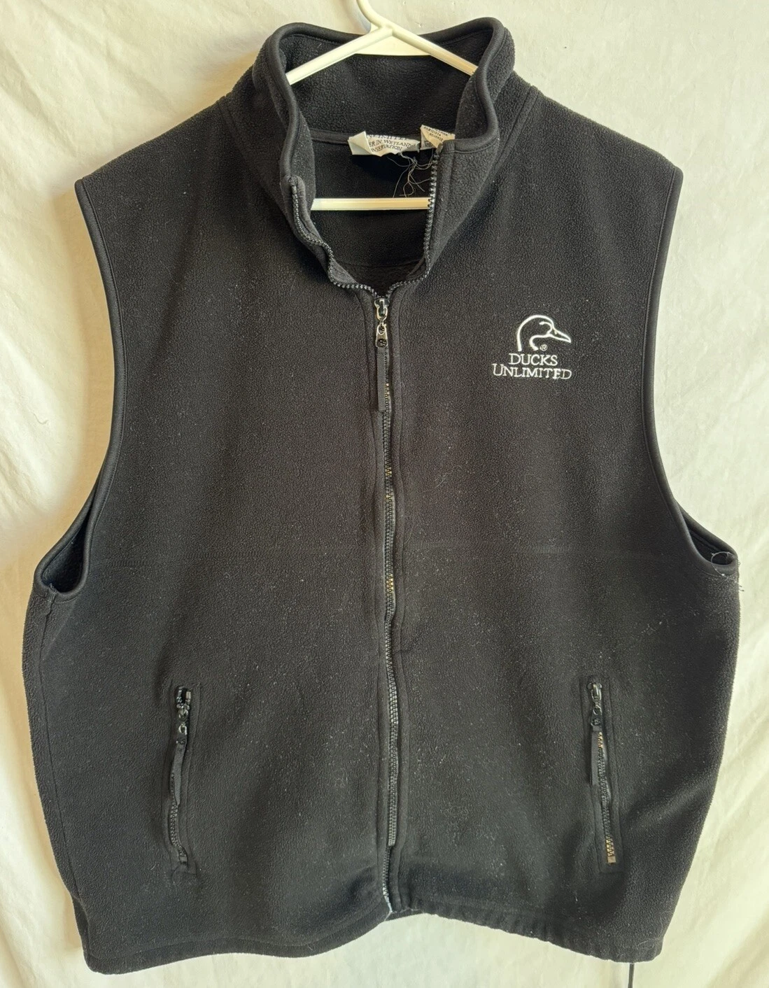 DUCKS UNLIMITED Men's Zippered Fleece Vest Golf Fishing Hunting Outdoors XL