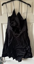 BNWT Stunning Black ZARA Satin Cowl Bust Halter Dress L 12 Bloggers fave!