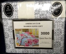 Queen 6 Pieces Set Bamboo Super Soft Flat Fitted Sheets and Pillowcases 101