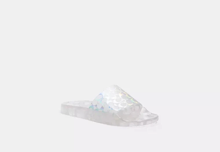 Sandalias sin cordones COACH transparentes iridiscentes con logotipo brillante gelatina piscina talla US 7 Foto 2 de 4