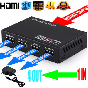 HDMI-compatible 1in 4out 1080p 4K 1x4 HDCP Stripper 3D Splitter Signal Amplifier - Click1Get2 Promotions