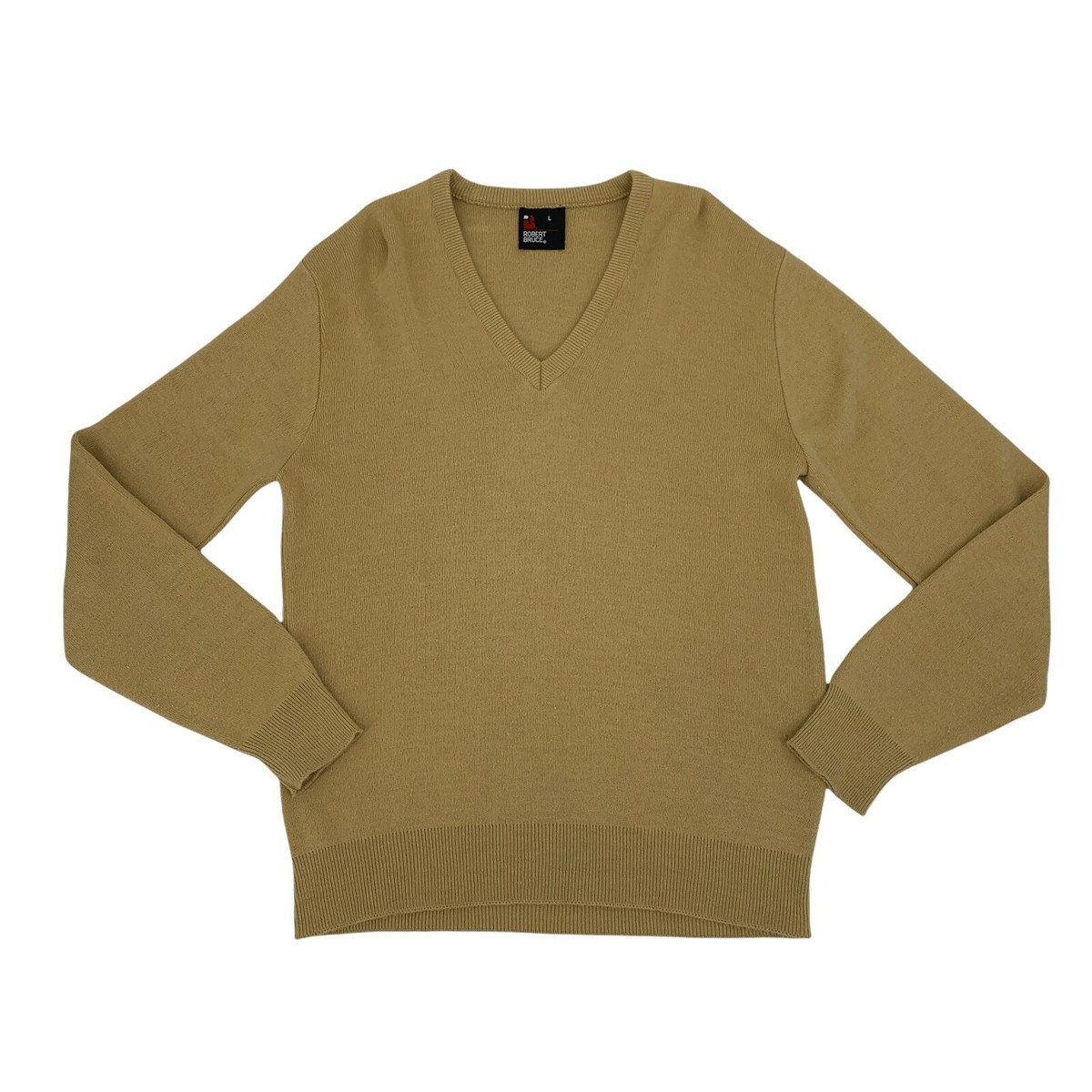 Vintage Robert Bruce Orlon Acrylic Sweater Mens Size L Honey V 