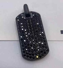 2.70Ct Round Cut Real Moissanite Black Dog Tag Pendant 14K Black Gold Plated