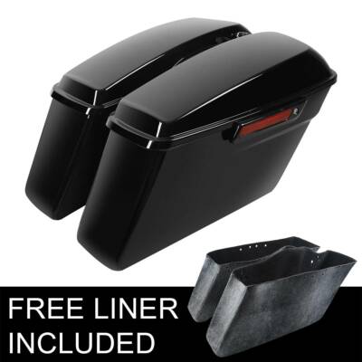 Black Hard Saddlebags Saddle Bag Fit For Harley Touring Street Glide 2014-2024