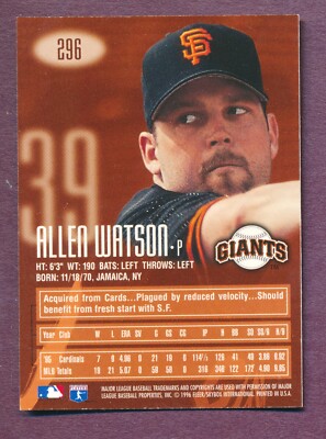 1996 Allen Watson San Francisco Giants Emotion-XL #296 Mint | eBay