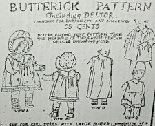 PATTERN to make Dress,Slip, Cap,Como Coat and Nightgown for 14" Antique Doll -