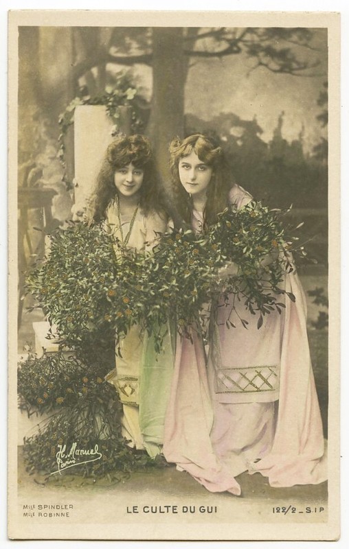 c 1903 French Glamour LE CULT DU GUI Mistletoe Lady divided back photo postcard