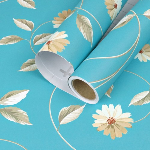 Blue Floral Peel and Stick Wallpaper Removable Adhesive Boho Decor 24"x118" 2 Pk - 第 9/11 張圖片