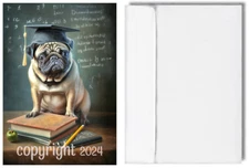 Pug Dog Graduation Card hand-crafted
