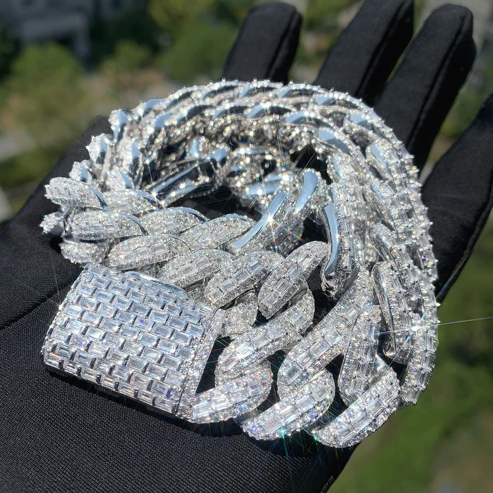 Pulsera Collar Cadena Cubana 20MM 5AAA+ CIRCONITA CÚBICA Baguette Hop Hip Ice Out Miami Foto 4 de 4