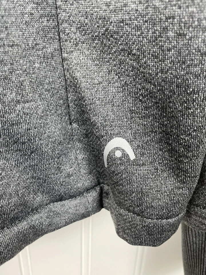 Head 女式摩托风格运动全拉链夹克 L 码拇指孔灰色 — 第 3/4 张图片