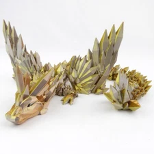 Winged Crystal Dragon - 3D Printed Articulated Toy - Fantasy Gift for Collectors