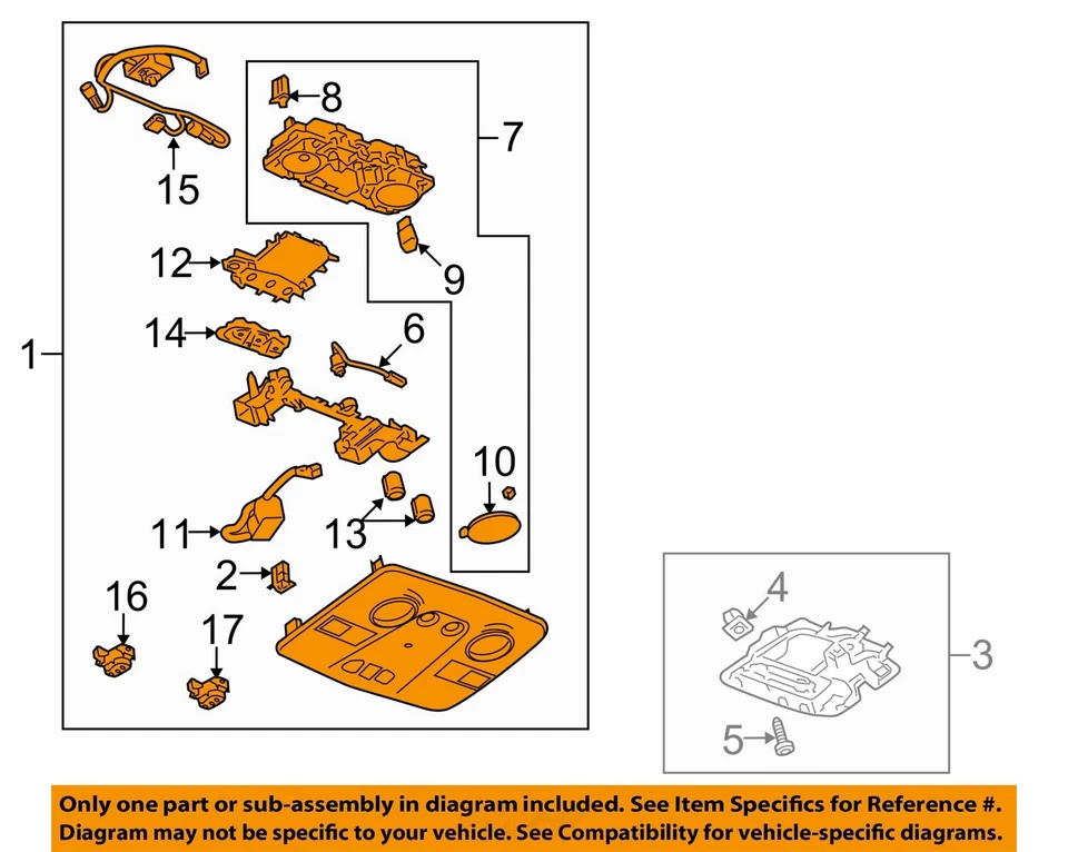 Used Front Upper Center Console fits: 2014 Gmc Acadia roof w/sunroof Front Upper Foto 3 de 4