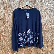 M&S Navy Floral Casual Top - Ribbed Fabric - BNWT - RPP £25