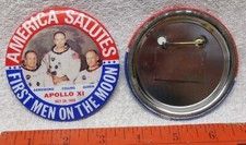 * FREE SHIPPING - Vintage - JUMBO (3 1/2") - APOLLO XI Pinback - 1969 - USA made
