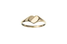 Solid 9ct Yellow Gold Half Engraved Heart Signet Ring Ladies Children's