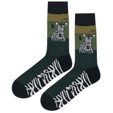 NWT Wild Zebra Dress Socks Novelty Men 8-12 Green Crazy Fun Sockfly
