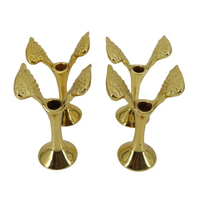 Lunares Nima Oberoi Set of 4 Angelwing Candlestick Candleholder Gold Tone Metal