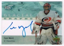 2007-08 UPPER DECK ICE GLACIAL GRAPHS CAM WARD AUTO CAROLINA HURRICANES #GG-CW