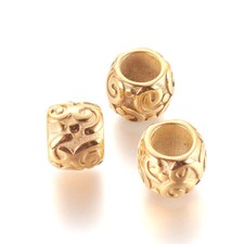 10pcs Golden 304 Stainless Steel European Large Hole Rondelle Beads 9.5x7.5mm