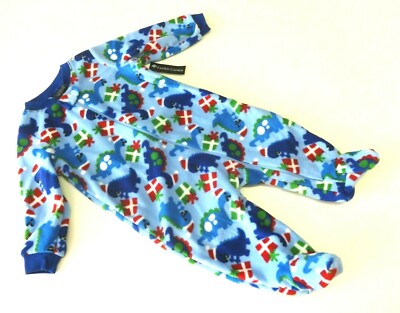 Schlafanzug USA Größe 56/62 Strampler Reißverschluss Fleece Dino Weihnachten NEU