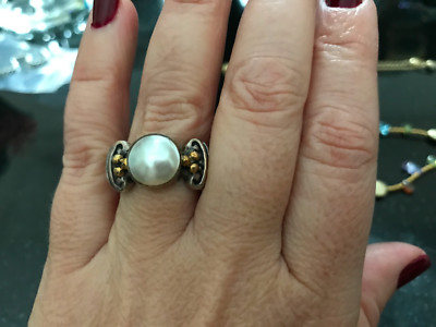 Lagos Stil Mobe Perle SS und 14K Ring Kaviar Gr. 8